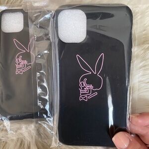 NWT - black iPhone case with pink skull graphic